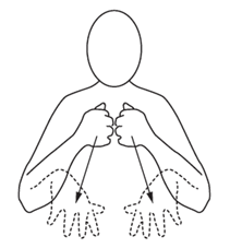 Sign language image for finished. 